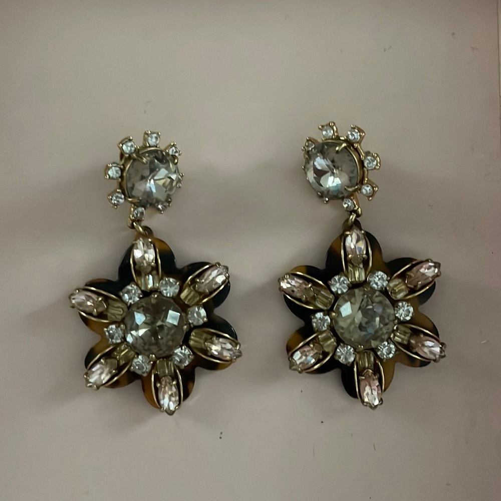 J.Crew tortoise shell and stone earrings